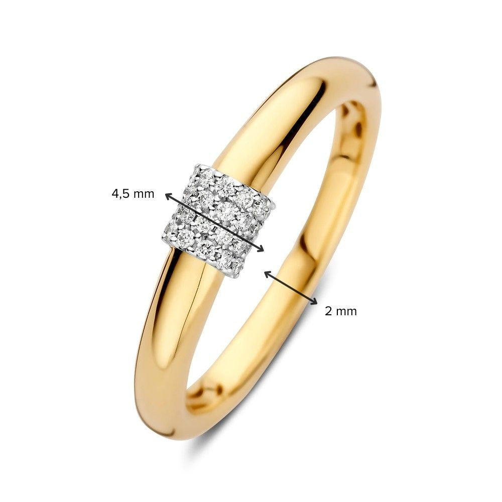Bague en Or 14kt avec 0.10ct de Diamant – Élégante en Or Jaune/Blanc