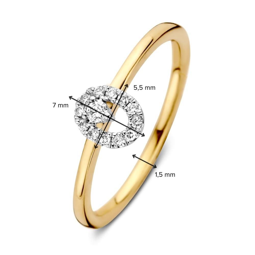 Bague en Or Jaune et Blanc 14 Carats avec Diamants Taillés en Brillant