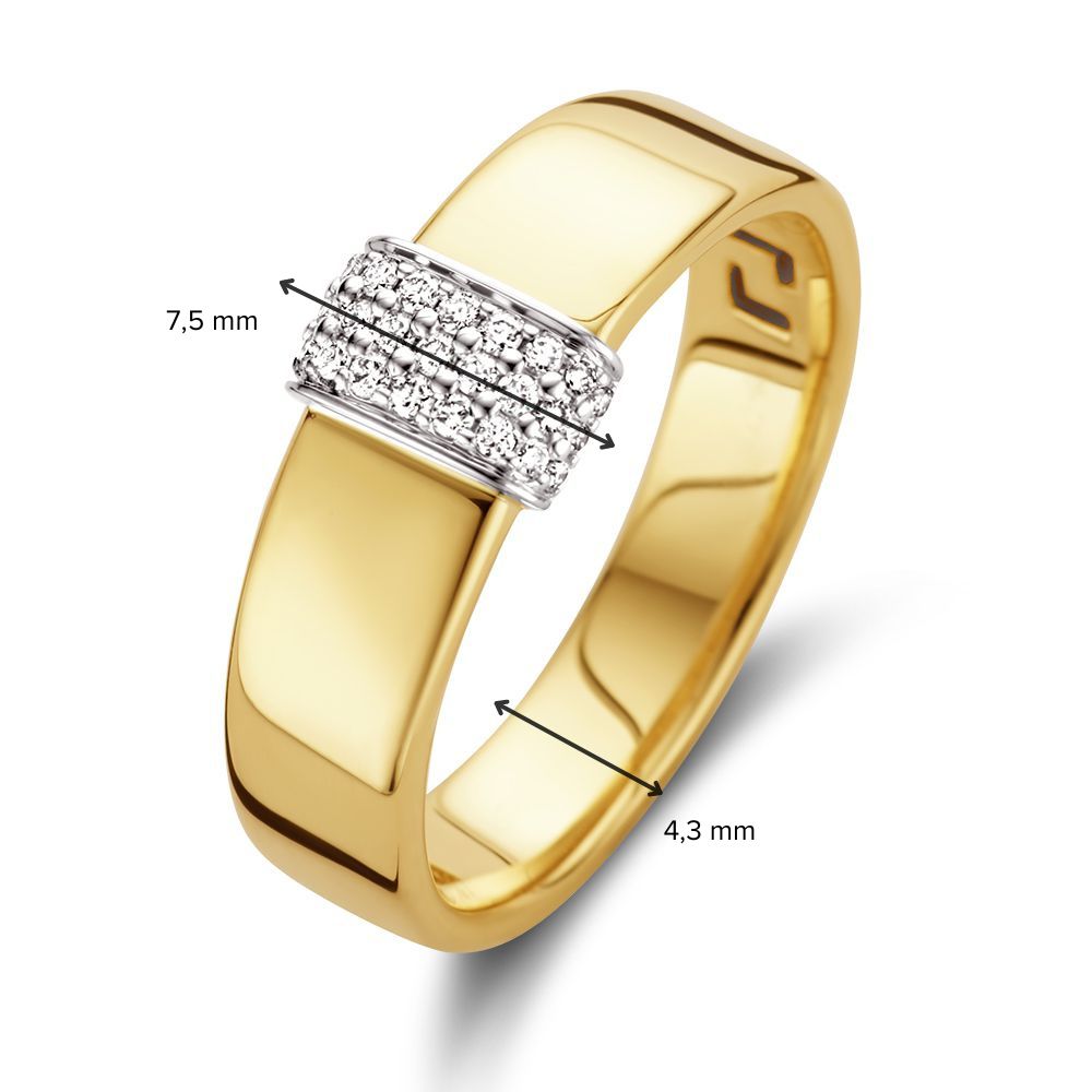 Bague en Or Jaune 14 Carats avec Éléments en Diamant
