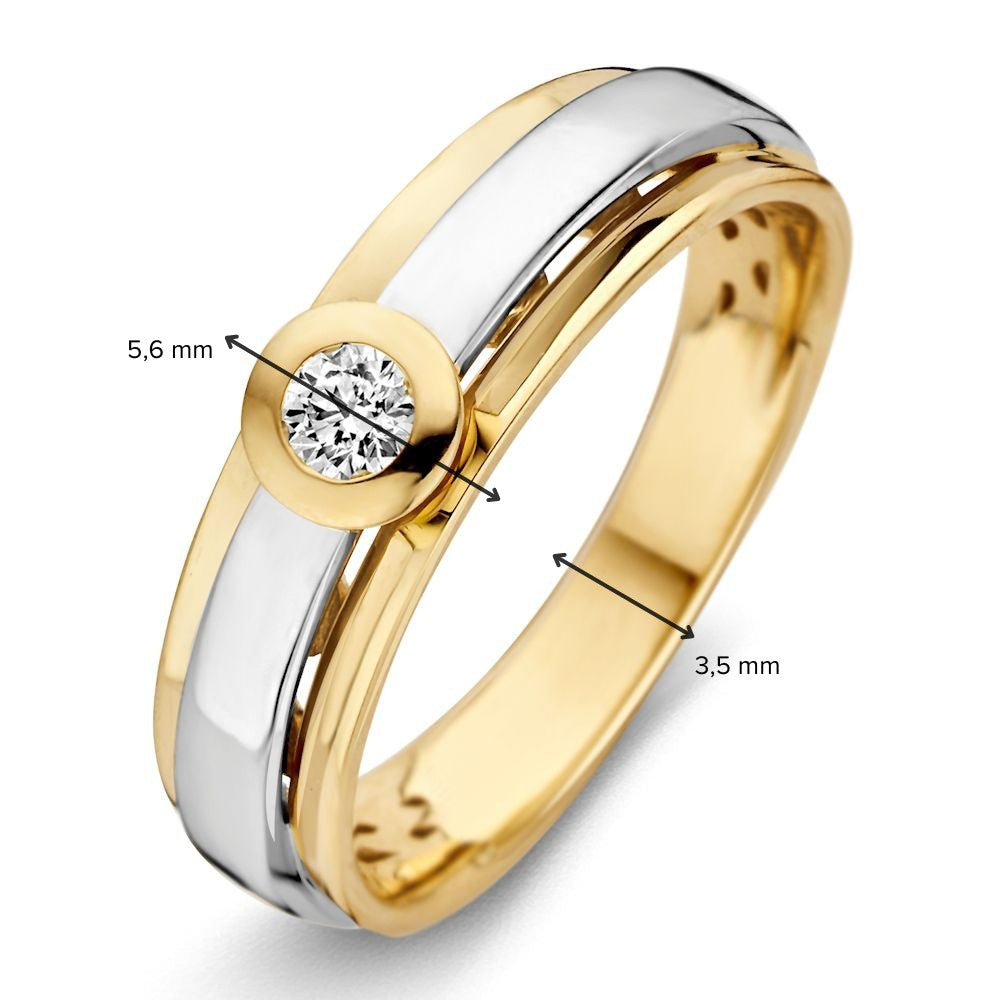 Bague en or bicolore 14 carats avec diamants taillés en brillant