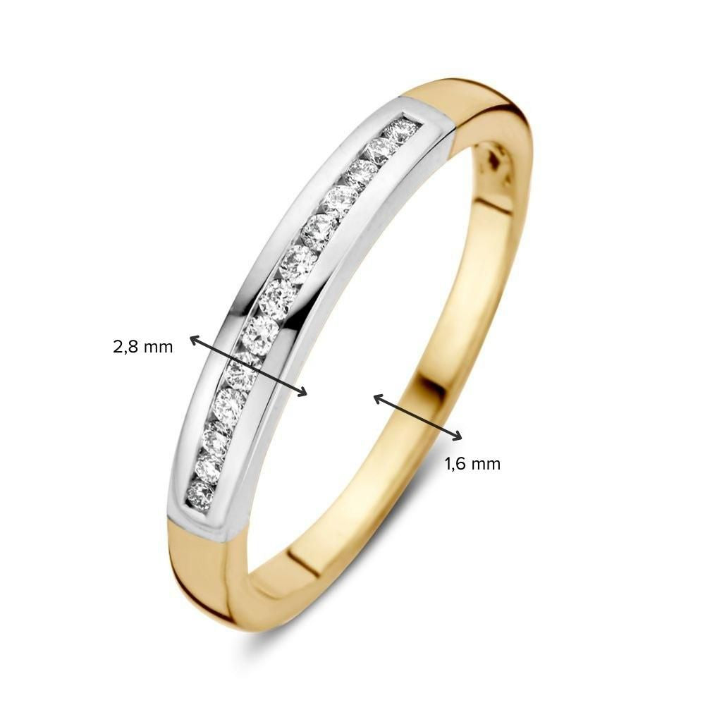 Bague pour femme en or jaune et or blanc avec 0.12 ct diamant