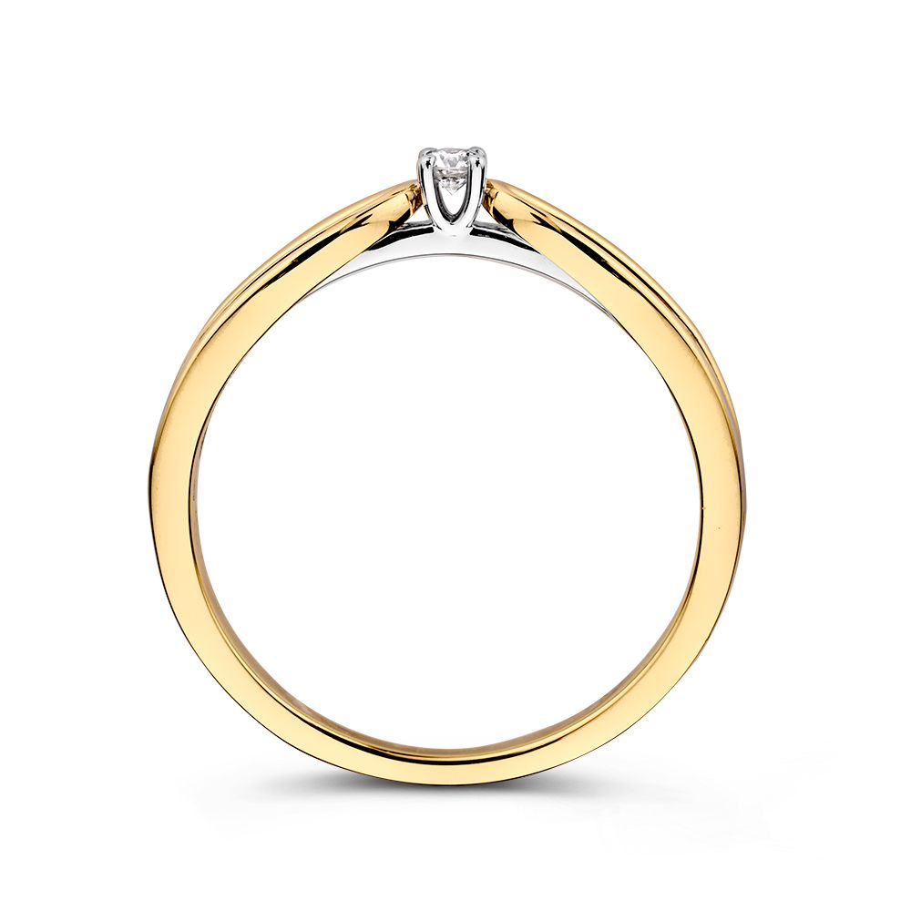 Bague bicolore en or jaune et or blanc 14kt avec diamants – Bague élégante pour femme avec une pierre centrale frappante