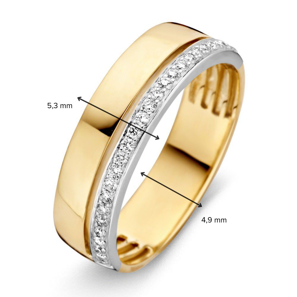 Bague pour femme en or jaune et or blanc avec diamant brillant de 0,15 ct