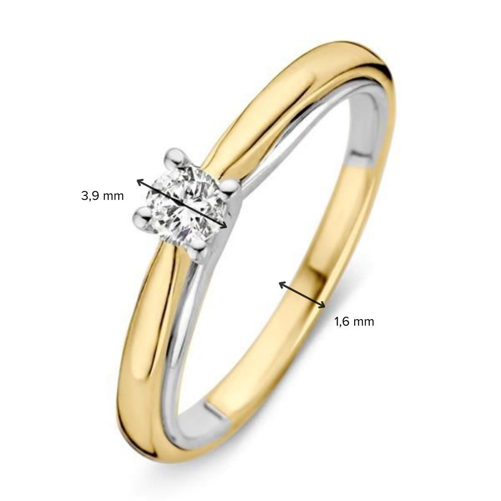 Bague Bicolore en Or Jaune et Or Blanc avec Diamant 0.19 crt.