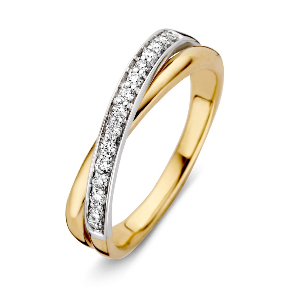 Bague bicolore en or blanc et or jaune avec des diamants de 0,20 ct.