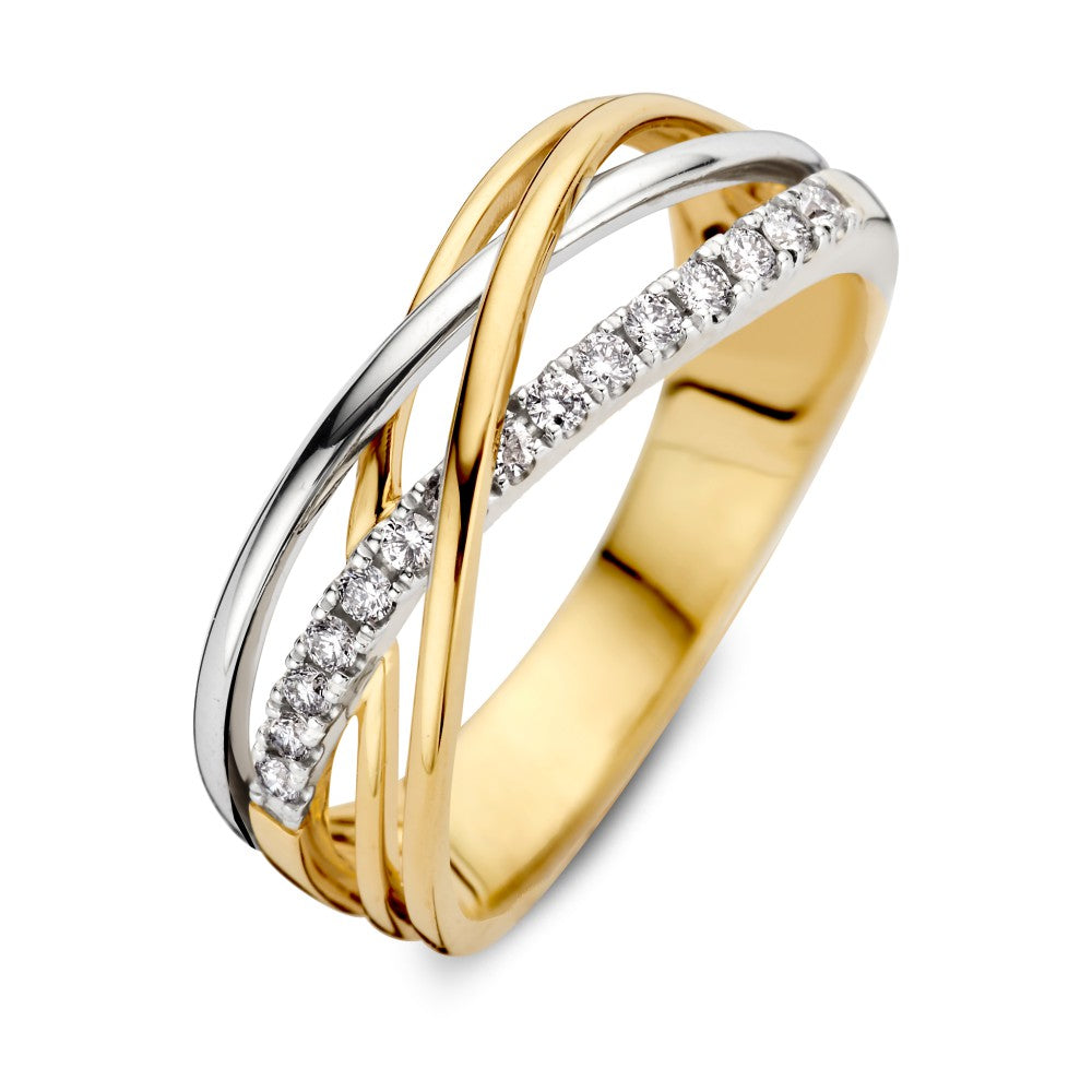 Bague bicolore en or blanc et or jaune avec diamants – 0,20 carat.