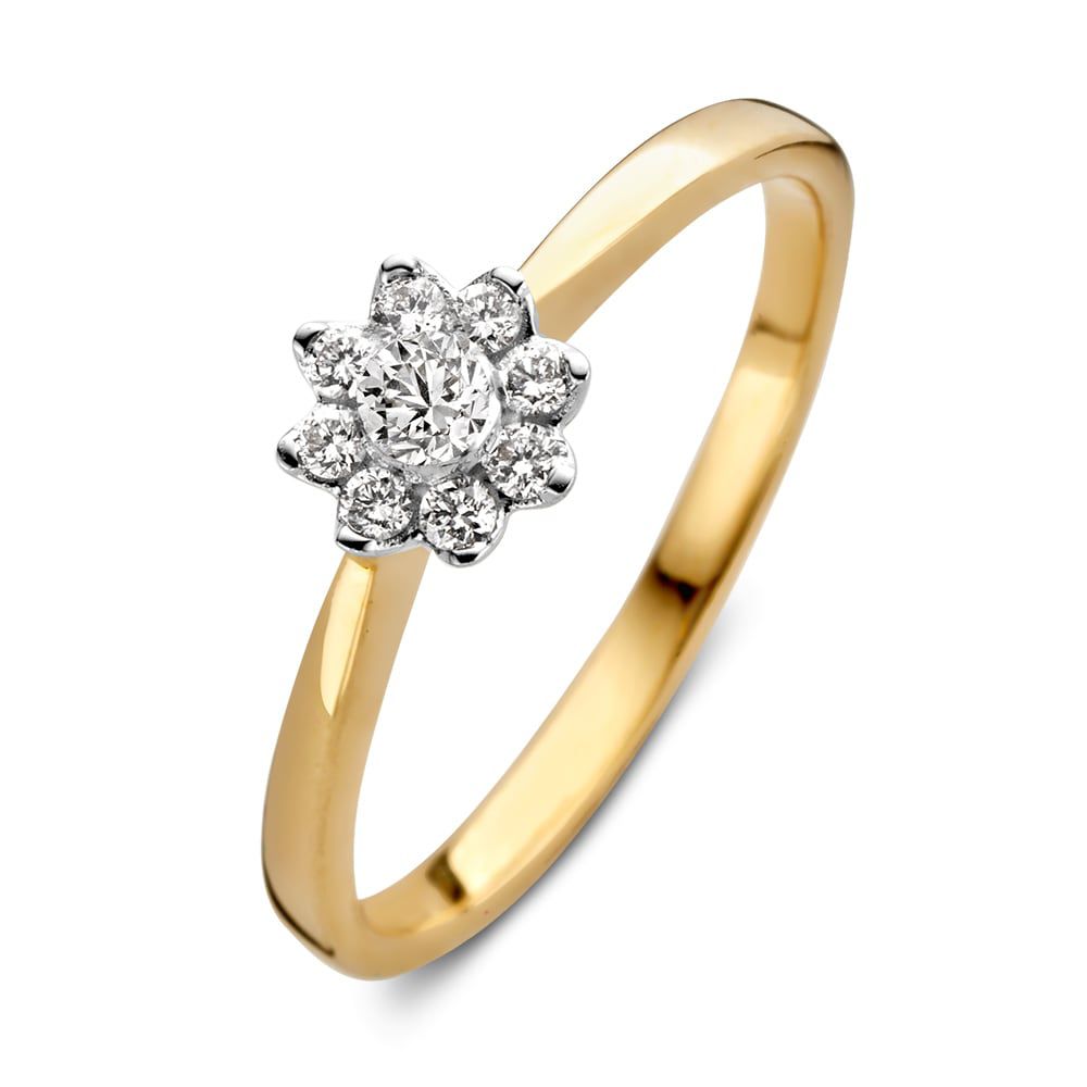 Bague bicolore élégante ornée de diamants brillants, 0,21 ct.