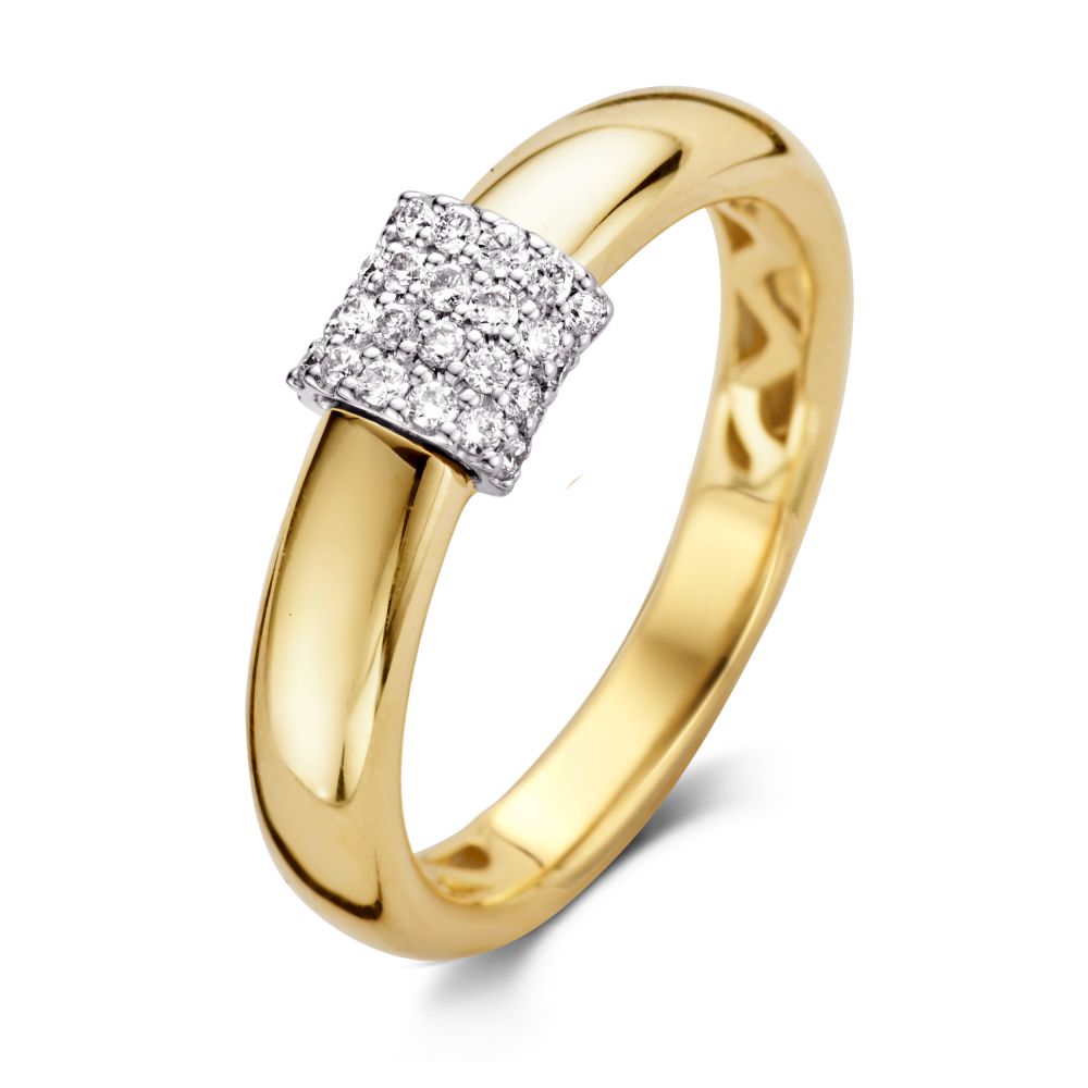 Bague bicolore en or avec un pavé de diamants de 0,21 crt.
