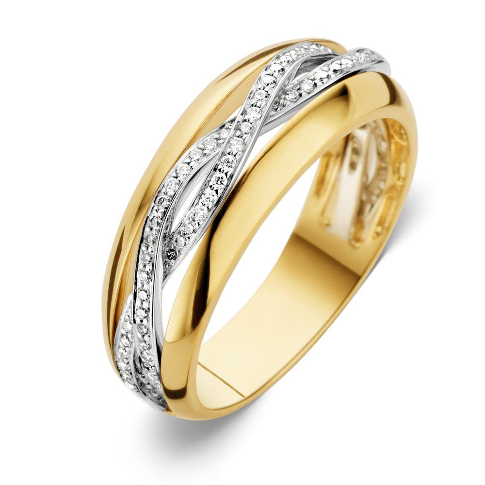 Bague bicolore en or jaune et blanc avec des diamants – 0,22 ct.