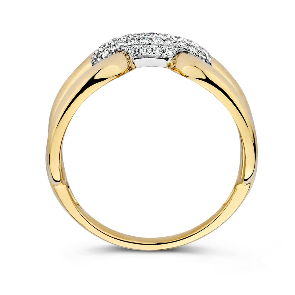 Bague Bicolore en Or Jaune et Or Blanc avec Diamant Brillant – 0,22 ct