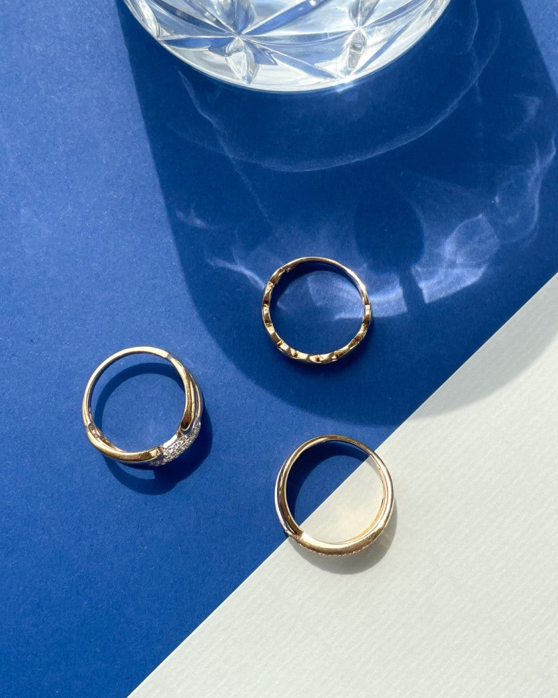 Bague Bicolore en Or Jaune et Or Blanc avec Diamant Brillant – 0,22 ct