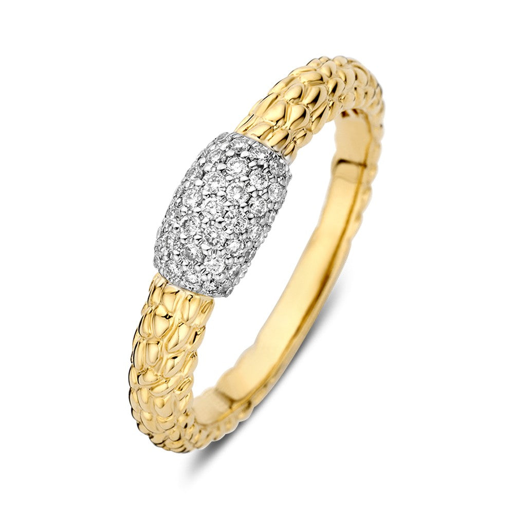 Bague bicolore en or avec un pavé de brillants de 0,22 carat.
