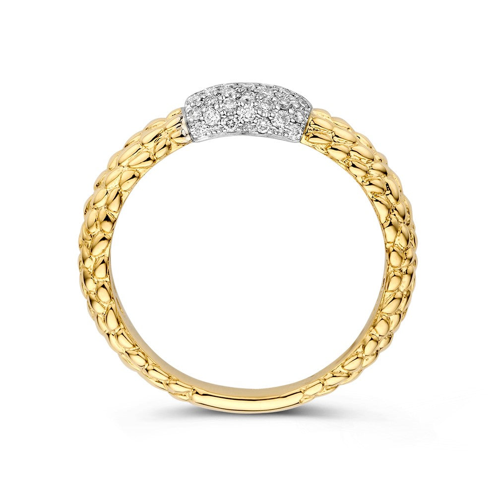 Bague bicolore brillant 0.22 crt.