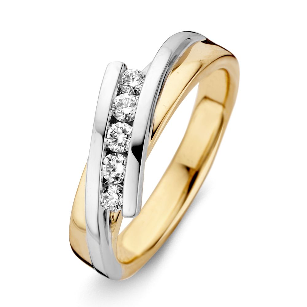 Bague bicolore en or jaune et blanc avec diamants brillants – 0,24 ct.