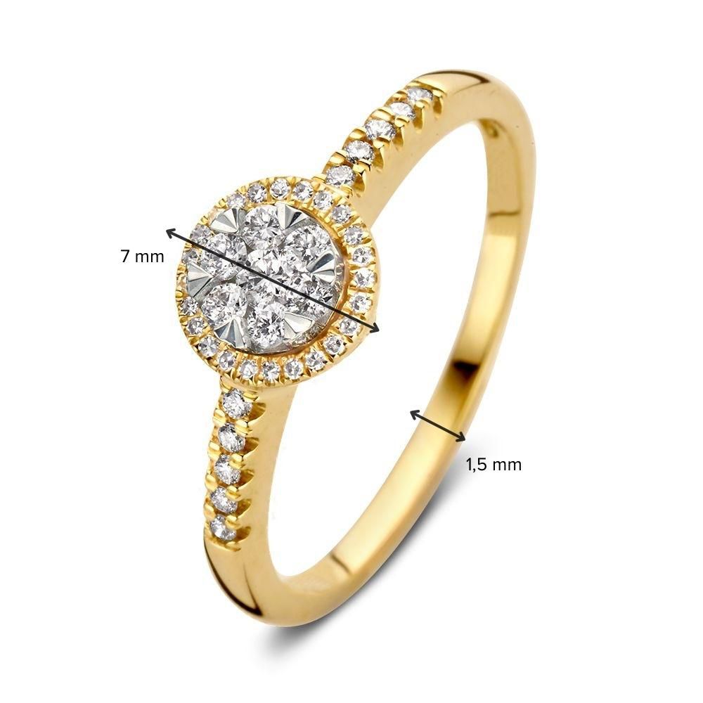 Bague Entourage Bicolore en Diamants pour Femme 14 Carats Or Jaune/Or Blanc avec Diamant Ovale 0.24ct