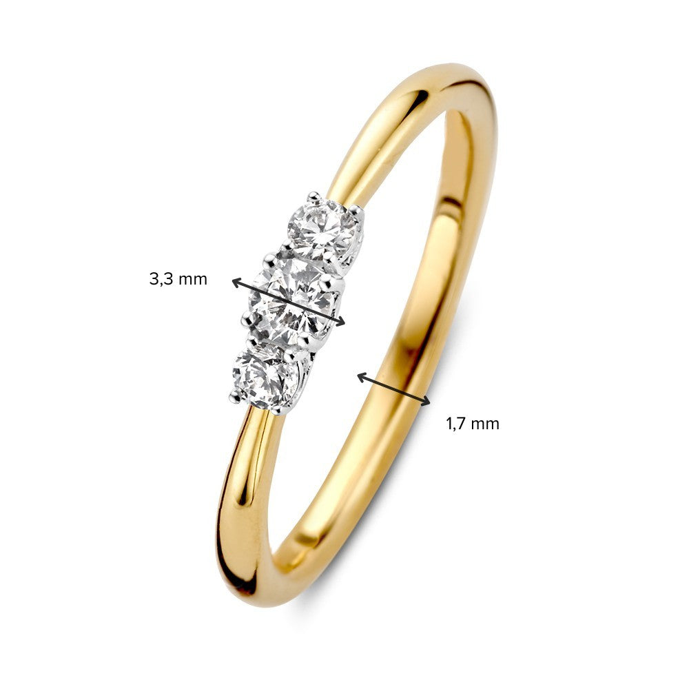 Bague élégante bicolore à trois pierres avec diamants – 0,24 ct