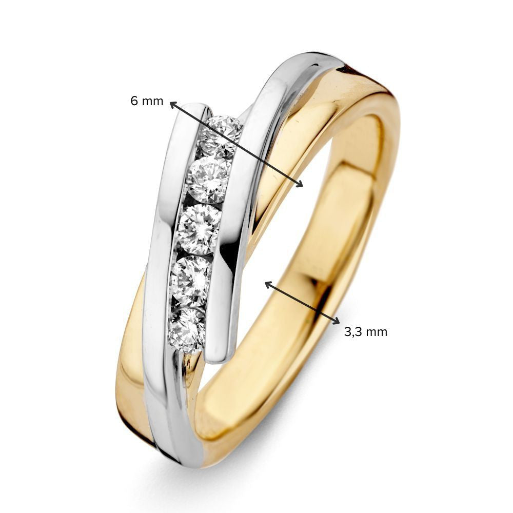 Bague Bicolore en Or Jaune et Or Blanc avec Diamant Brillant – 0,24 ct