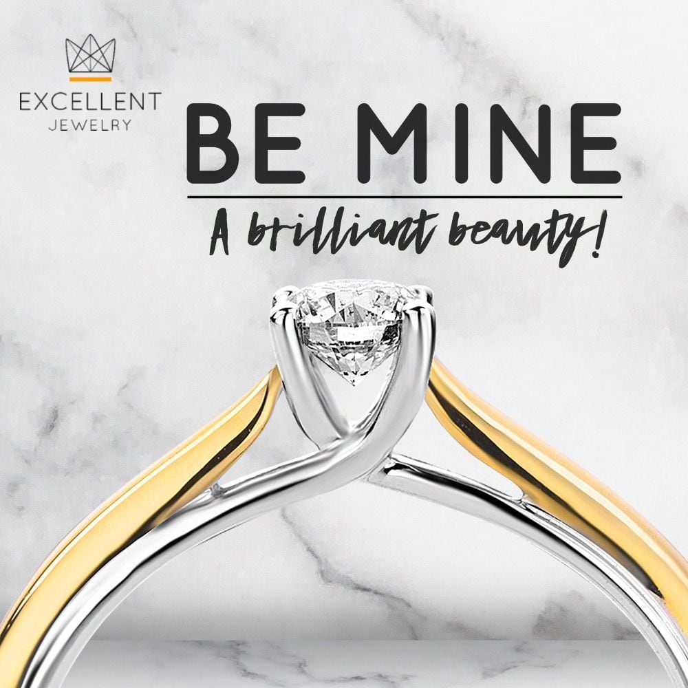 Bague Élégante en Or Jaune et Or Blanc avec Diamant Brillant de 0,25 Carat