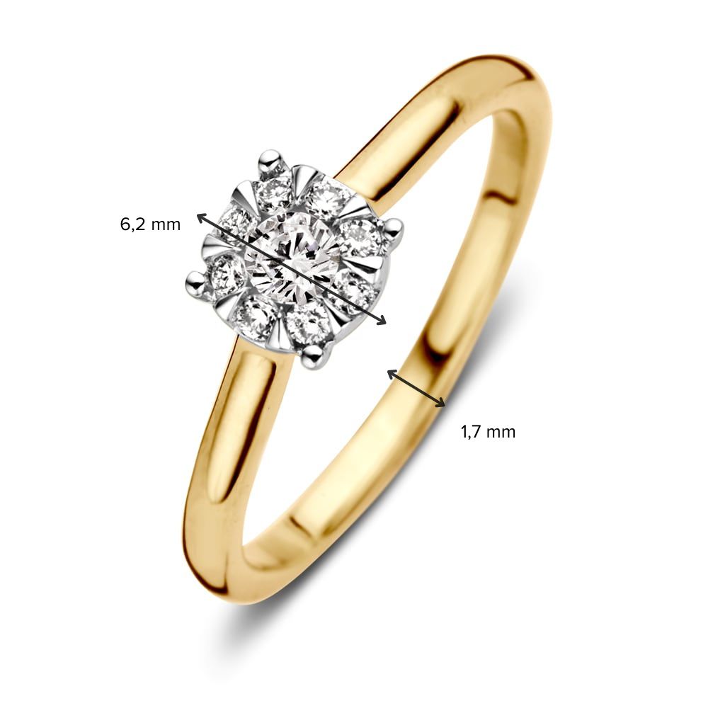 Bague Entourage Bicolore en Or Jaune avec Diamant – 0.25 Carat