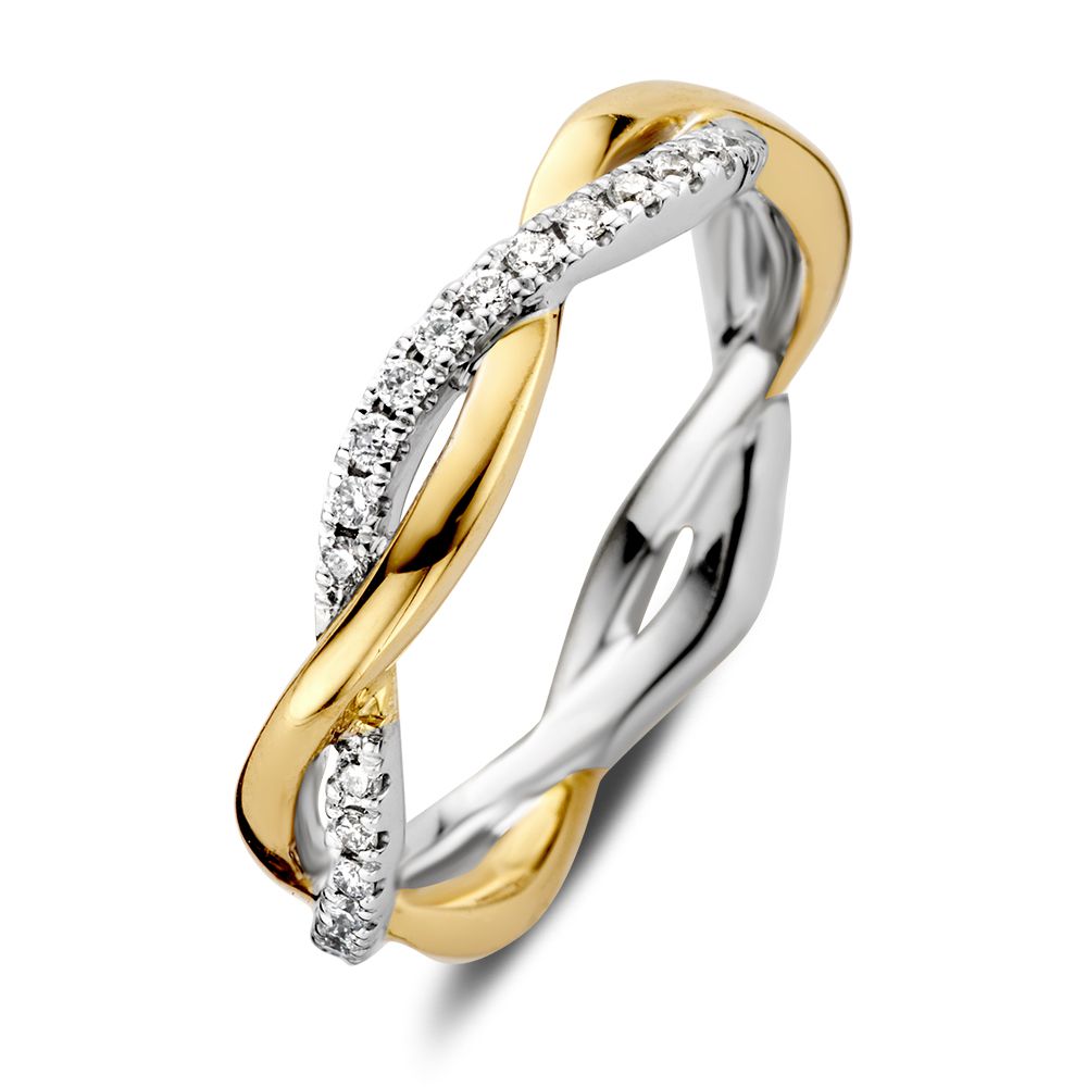 Bague bicolore en or avec design torsadé et diamants – 0,27 carat.