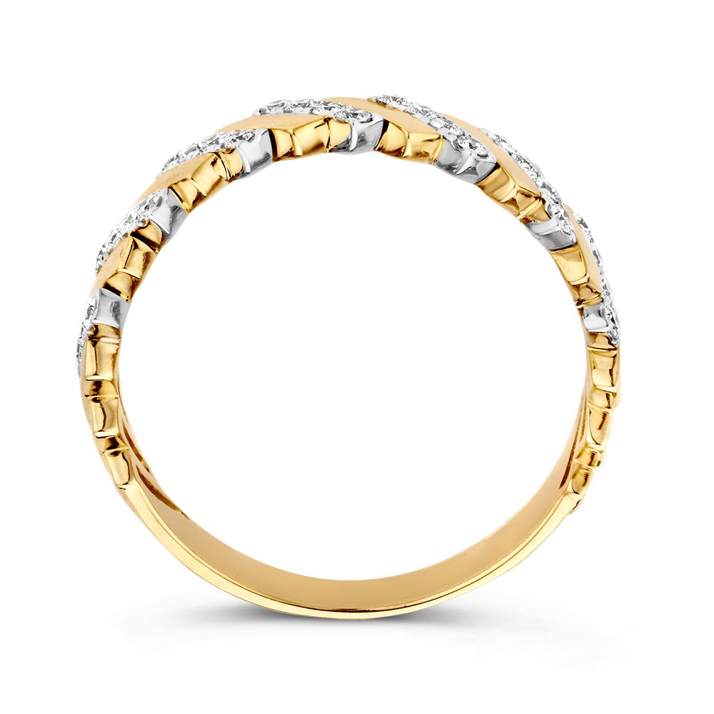 Bague pour femme en or jaune et or blanc avec diamant de 0,30 crt