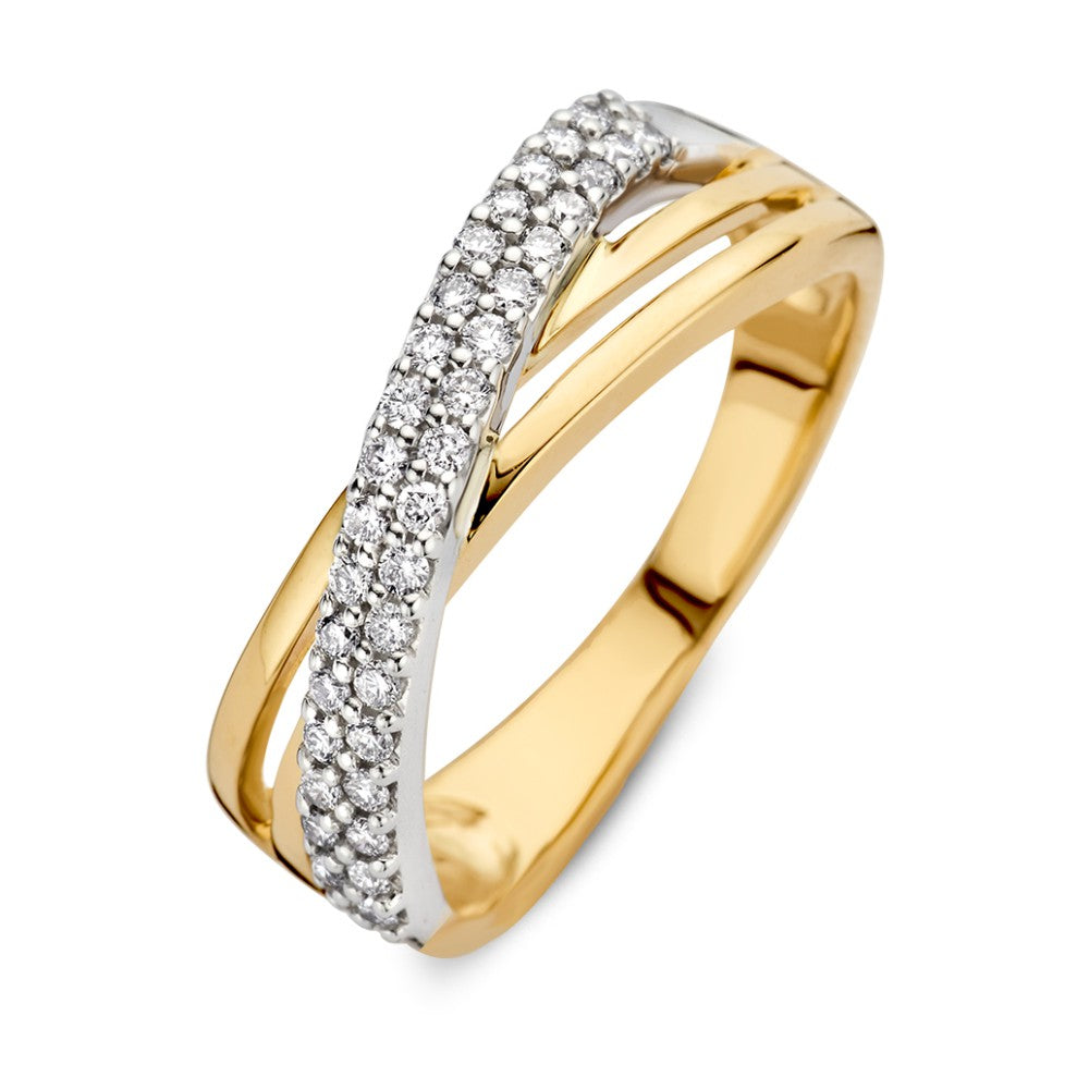 Bague bicolore en or blanc et or jaune avec des diamants de 0,30 ct.