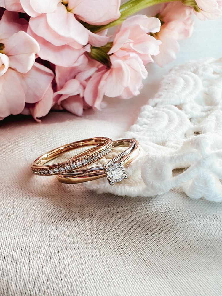 Bague Bicolore en Or Jaune et Or Blanc avec Diamants Brillant 0.31 crt.