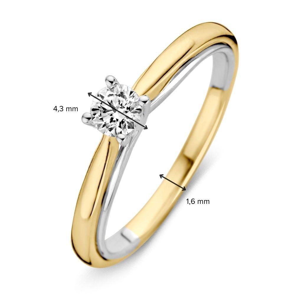 Bague Bicolore en Or Jaune et Or Blanc avec Diamants Brillant 0.31 crt.