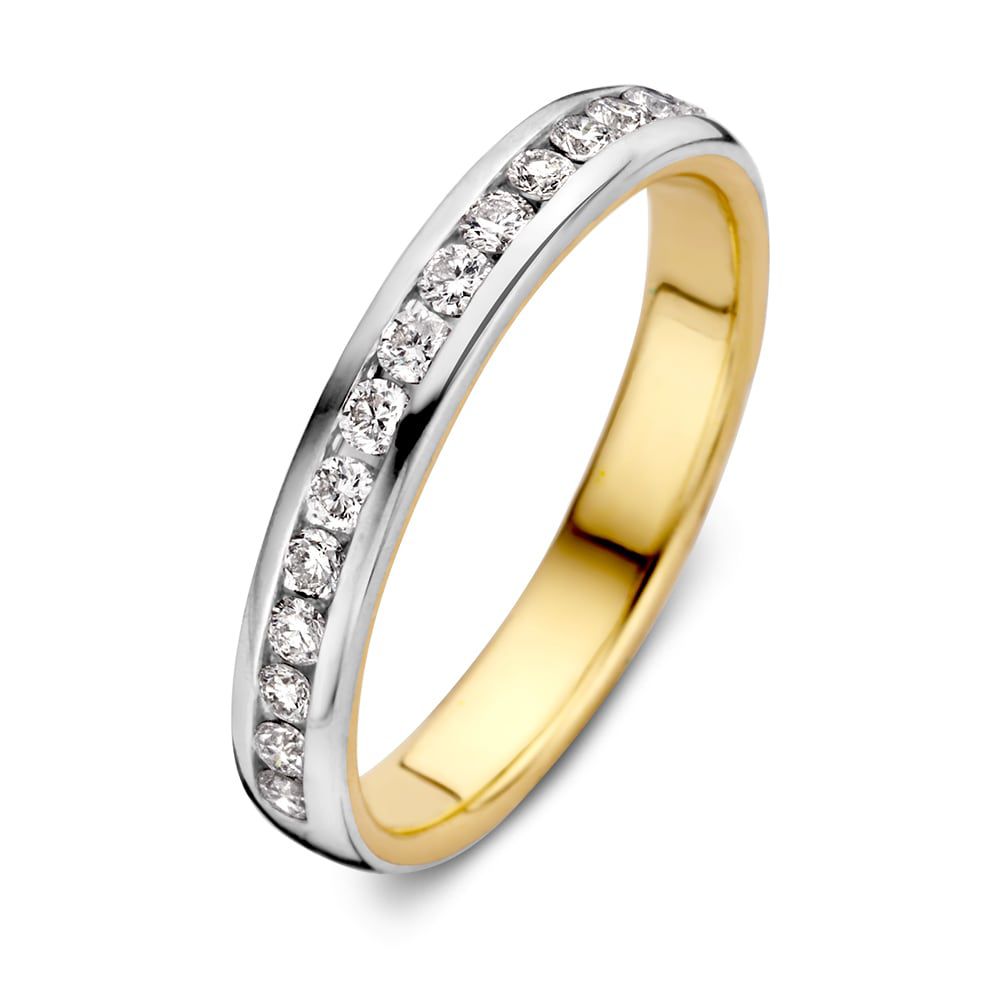 Bague bicolore en or blanc et or jaune avec diamants brillants – 0,32 ct.