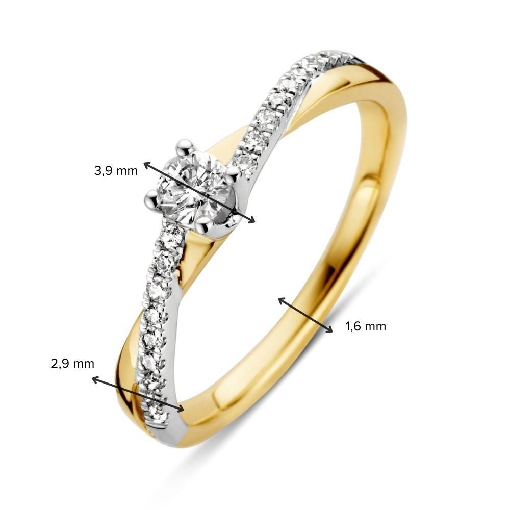 Bague Bicolore en Or Jaune et Or Blanc avec Diamant Brillant – 0.32 crt