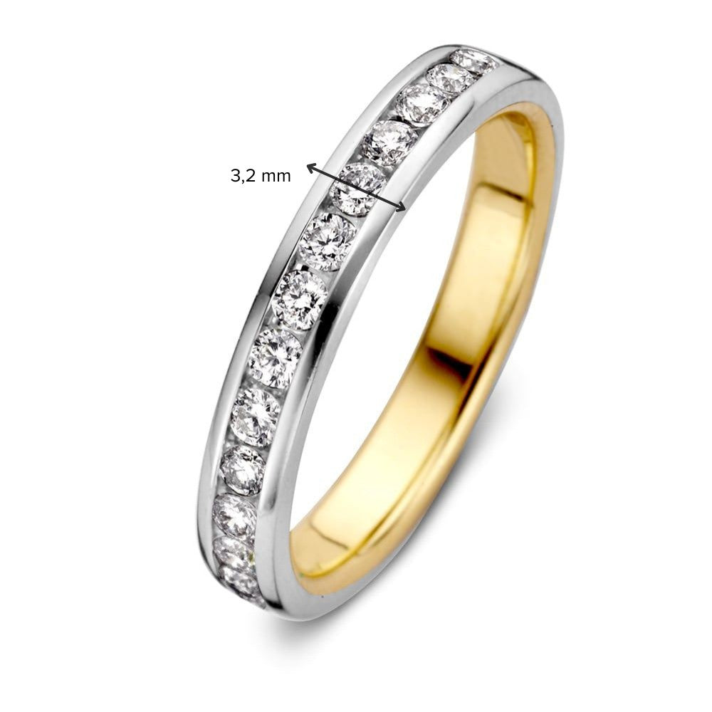 Bague Bicolore en Or Blanc et Or Jaune avec Diamant Brillant – 0.32 crt