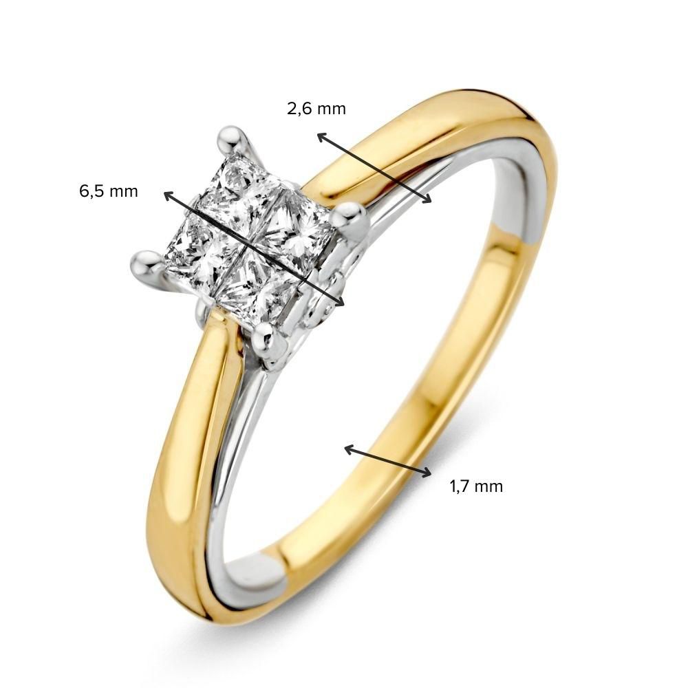 Bague en Or 14 Carats avec Diamant de 0,33ct - H/SI-1 Taille Princesse | Van der Kooij