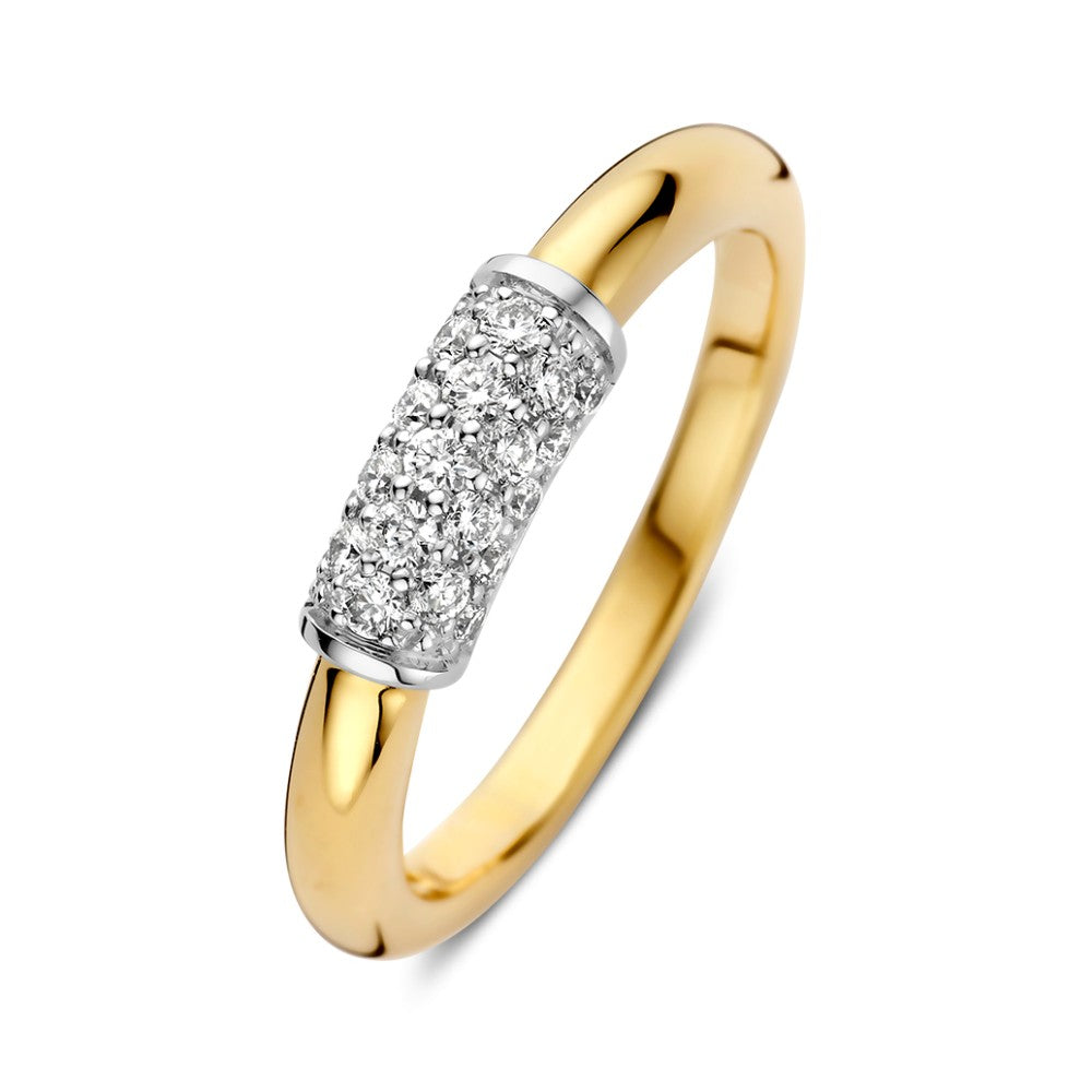 Bague bicolore élégante avec des diamants brillants de 0,33 ct.