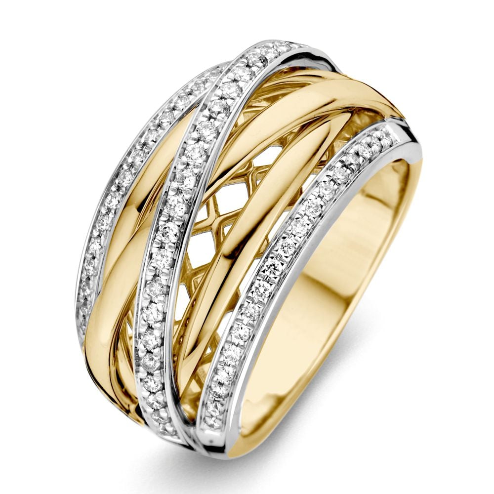 Bague bicolore en or avec accents de diamants brillants de 0,34 crt.