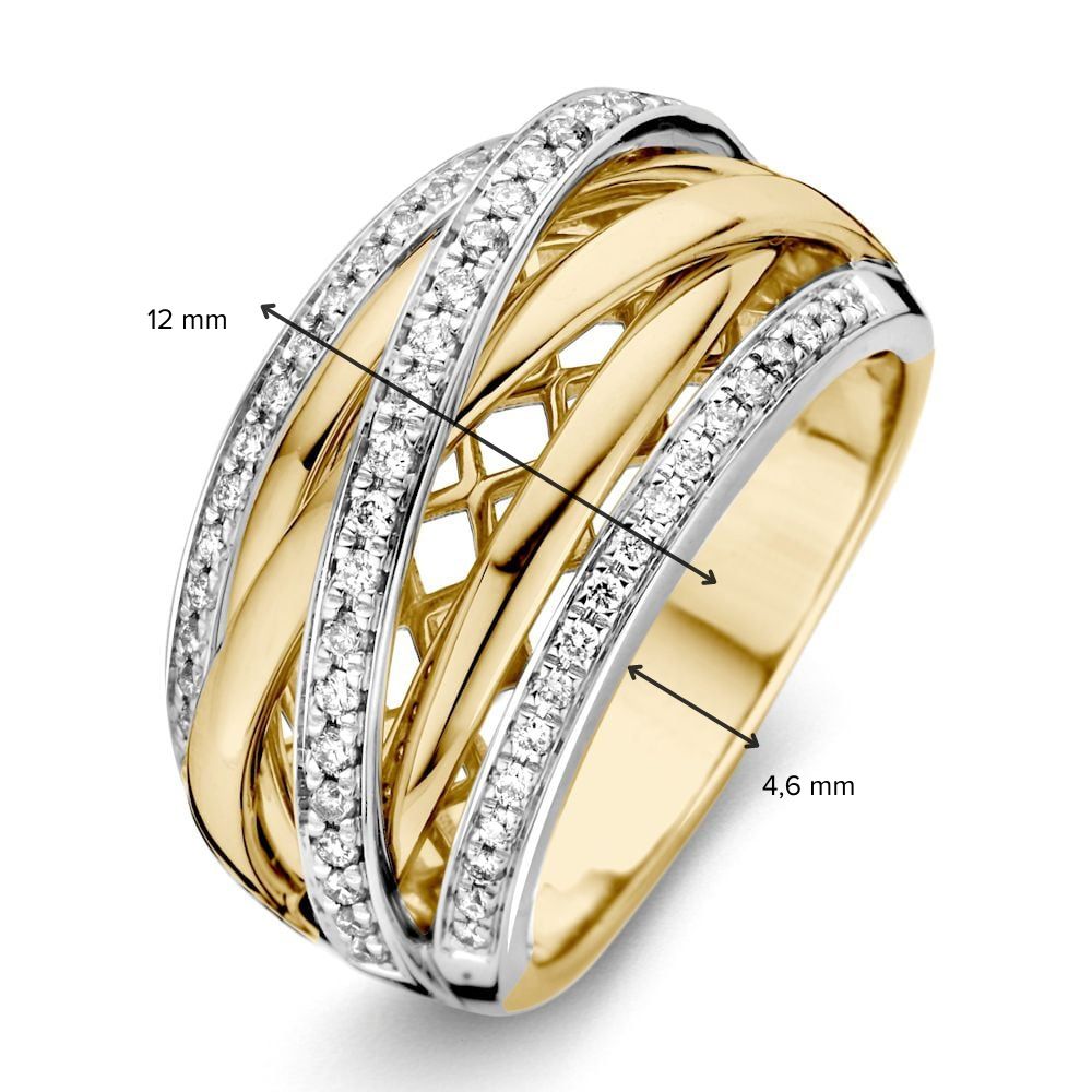 Bague en or bicolore avec accent de diamant brillant 0,34 crt.