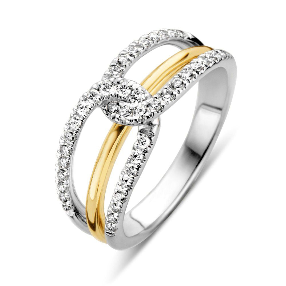 Bague bicolore en or blanc et or jaune avec brillant – 0,37 ct.