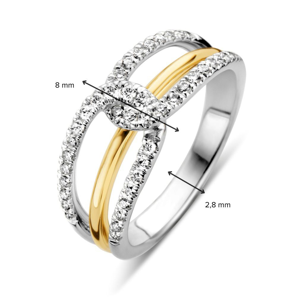 Bague pour femme en or blanc et or jaune avec diamant – 0.37 crt