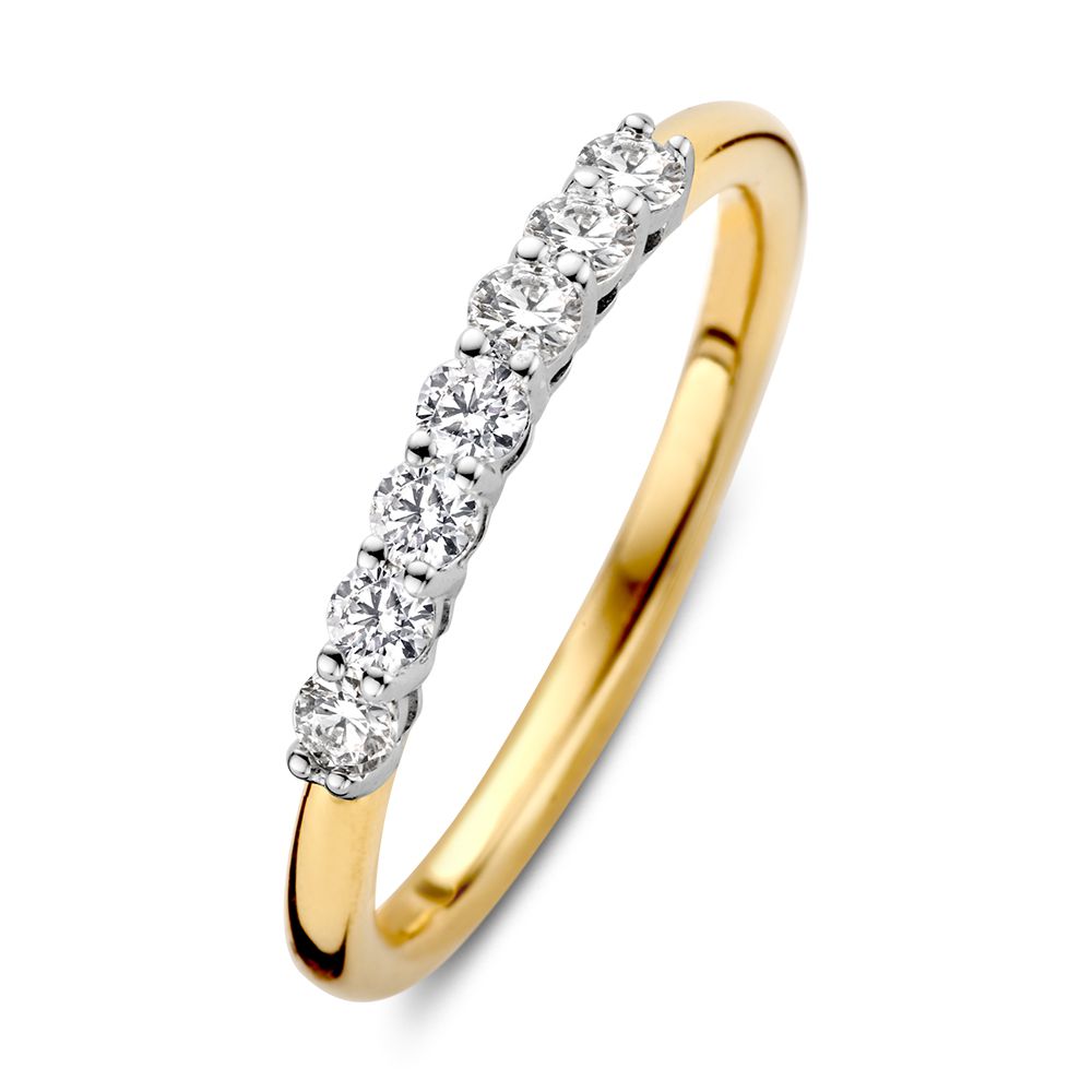 Bague bicolore en or avec diamants (0,40 ct) en or jaune et blanc de 14 carats.