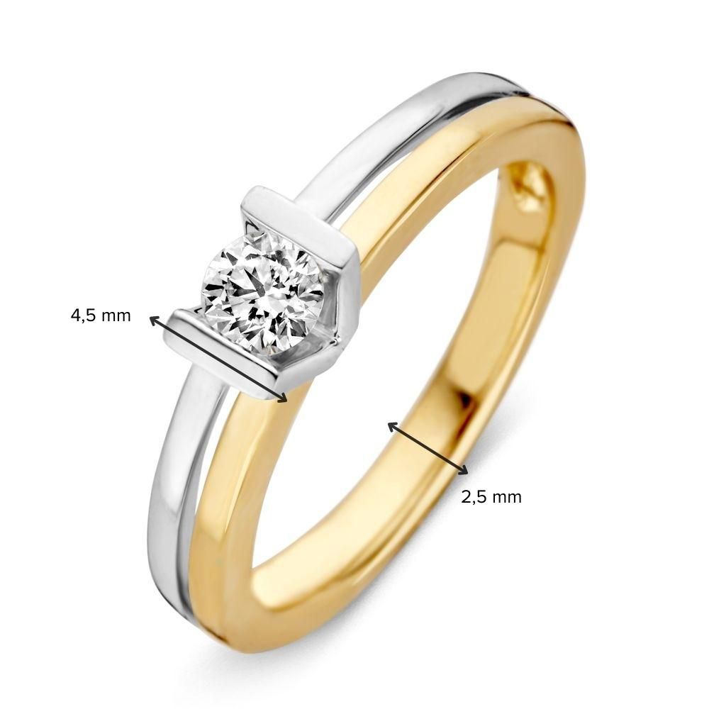 Boucles d'oreilles en or bicolore avec diamant – 0,41 ct, 14 carats