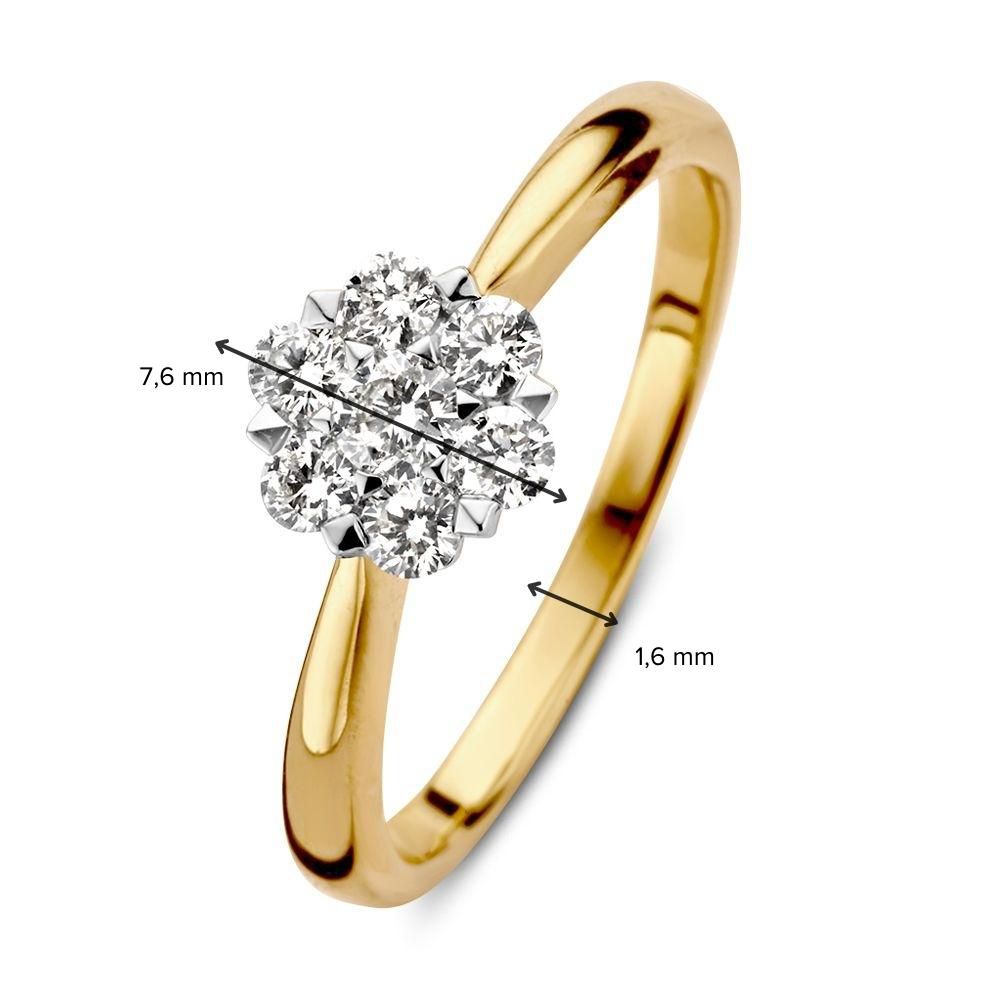 Bague Entourage Bicolore en Or avec Diamant (0.40 ct) – Or Jaune/Blanc 14 Carats