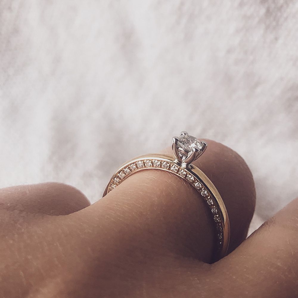 Bague bicolore brillant 0.44 crt.