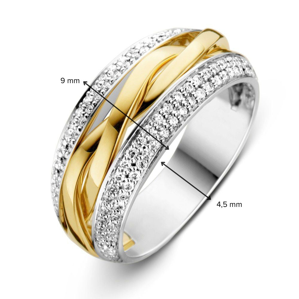 Bague pour femme en or jaune et or blanc avec diamant (0.45 crt) – 14 carats