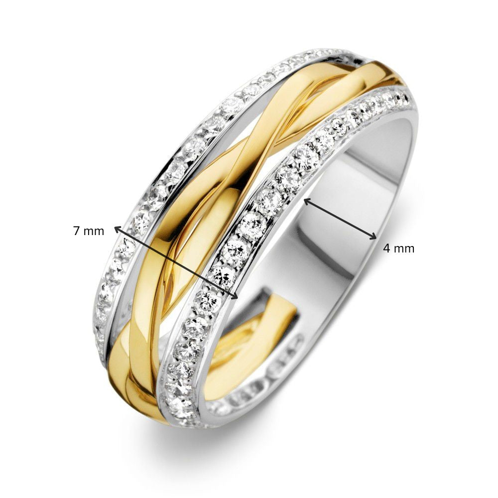 Bague pour femme bicolore en or blanc et or jaune avec diamant (0.47 crt) – 14 carats, qualité H/SI-1