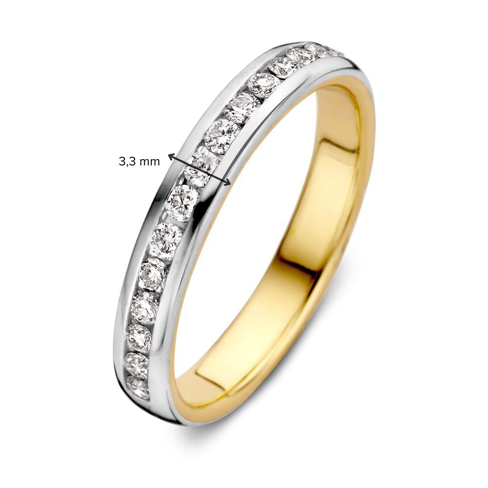 Bague pour femme bicolore en or blanc et or jaune avec diamant (0.48 crt) – 14 carats, taille brillant