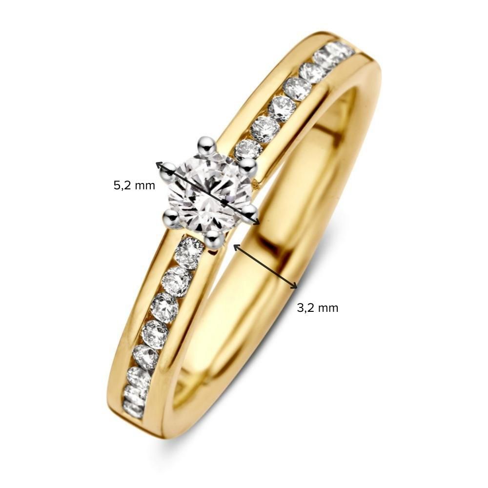 Bague pour femme en or jaune et or blanc avec diamant (0.50 crt) – 14 carats