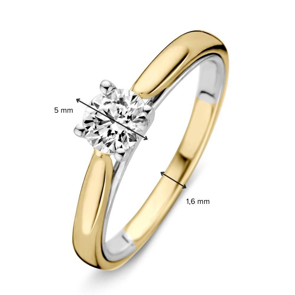 Bague pour femme bicolore en or jaune et or blanc avec diamant (0.50 crt) – 14 carats