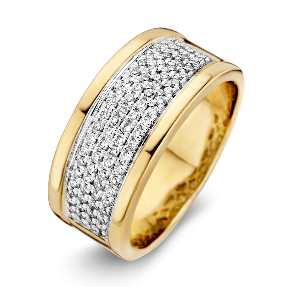Bague bicolore en or jaune et blanc avec diamant de 0,51 ct.