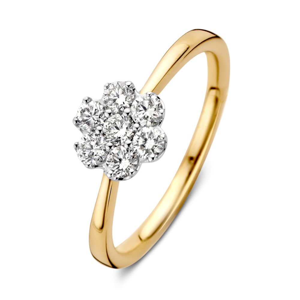 Bague bicolore en or jaune et blanc avec diamant de 0,51 ct.