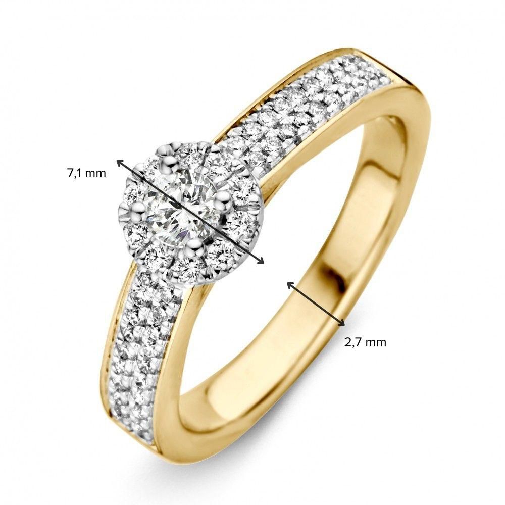 Bague pour femme bicolore en or jaune et or blanc avec diamant (0.51 crt) – 14 carats