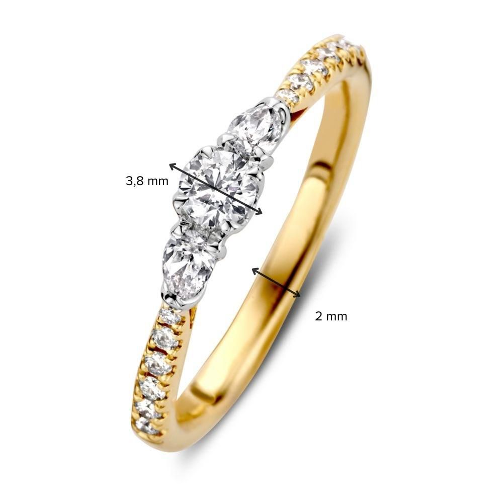 Bague à trois pierres en or jaune et blanc bicolore avec des diamants (0.51 crt)